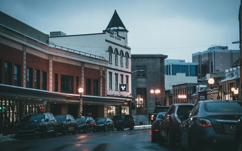 Urban street with parked cars for parking manoeuvres practice