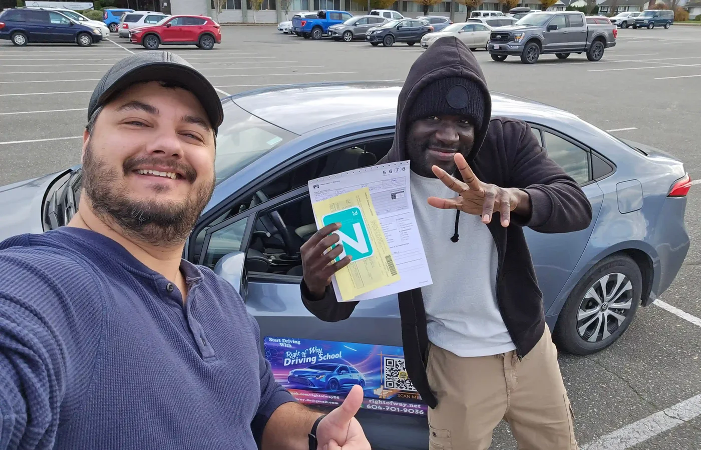 Right of Way student passing the road test at the Chilliwack ICBC office