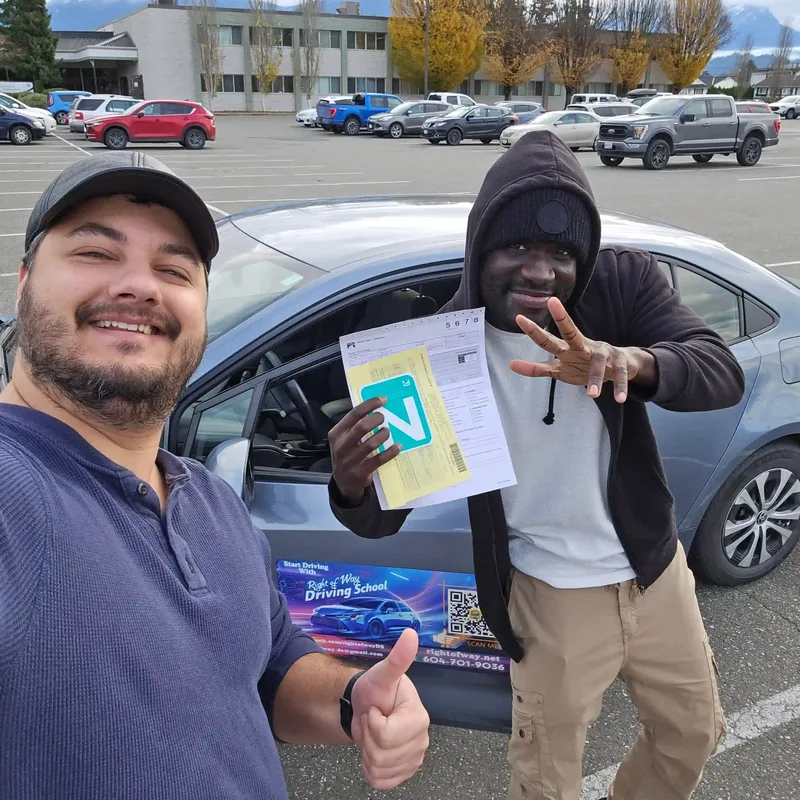 Right of Way student after passing the road test at the Chilliwack ICBC office
